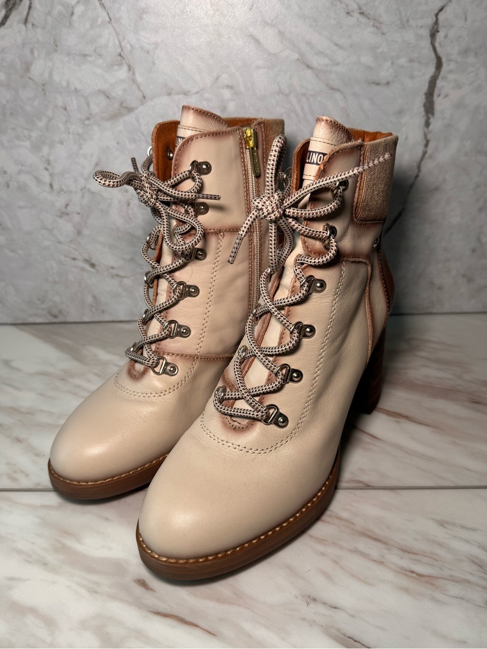 Pikolinos Le Mans Leather Lace Up Ankle Boots 39 US 8.5-9 Cuero